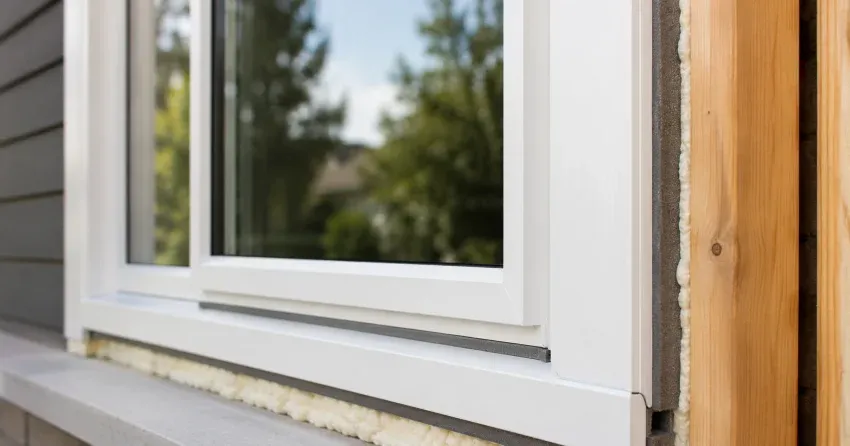 technician installing fiberglass window frame in Udora, Keswick home