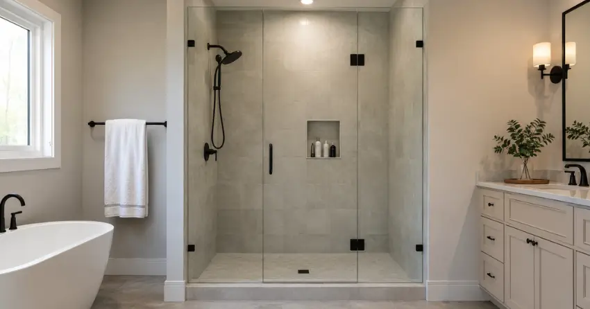 new frameless glass shower door installed in Eastbourne, Keswick