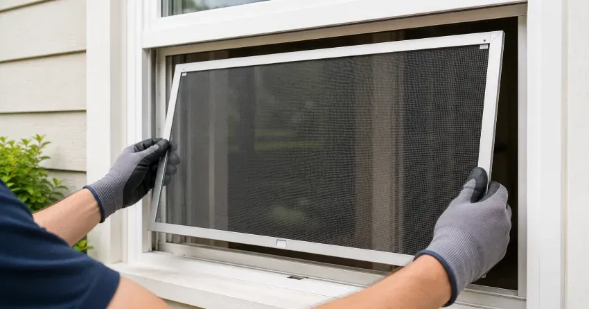 technician repairing a window sash and balance system in Simcoe Landing, Keswick